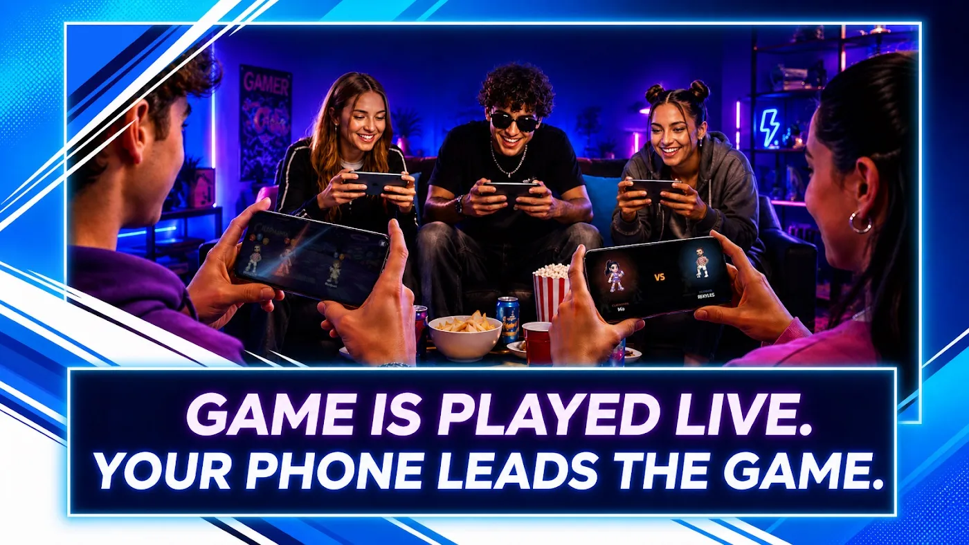 Game is played live — your phone leads the game