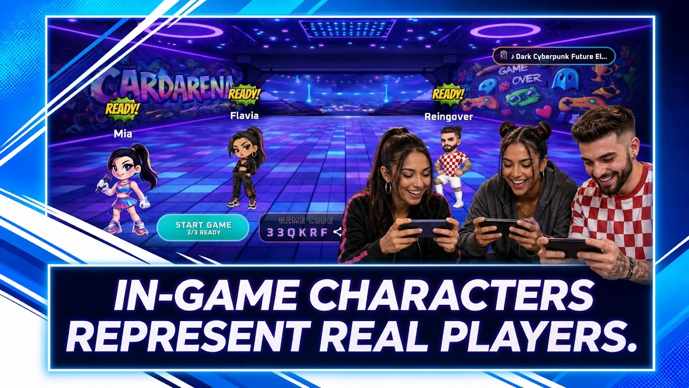 In-game characters represent real players